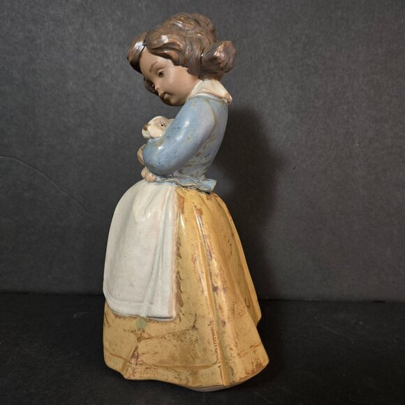 Vintage 70s Lladro Figurine Girl Holding Bunny Rabbit Gres Porcelain Spain 2094 - Picture 6 of 13